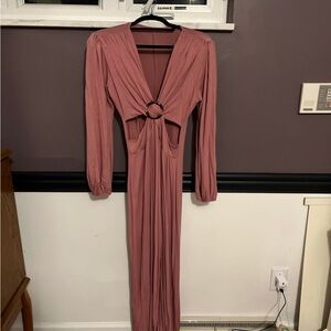 Elegant Mauve Long Sleeve Dress